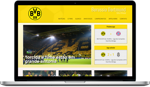 Template amarelo criar site para time de futebol