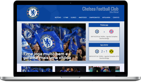 Template azul criar site para time de futebol